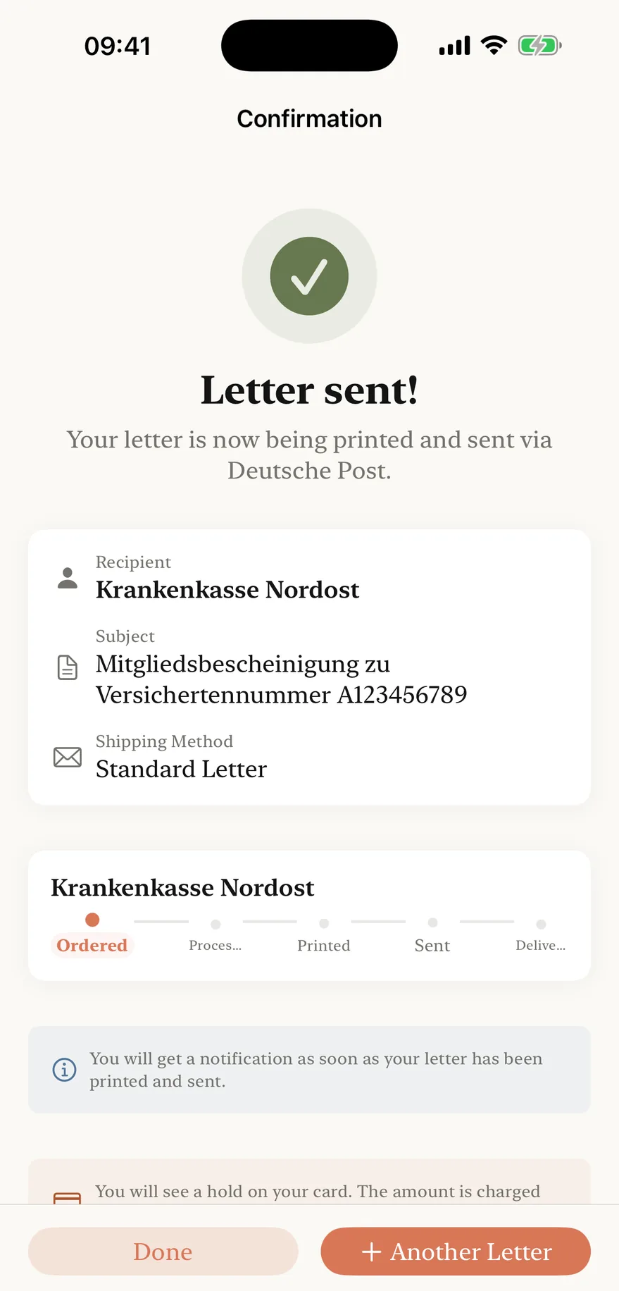 FrankKi sending the German letter by Deutsche Post