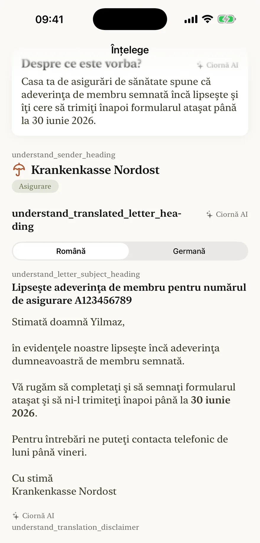 FrankKi explicând în română o scrisoare germană scanată