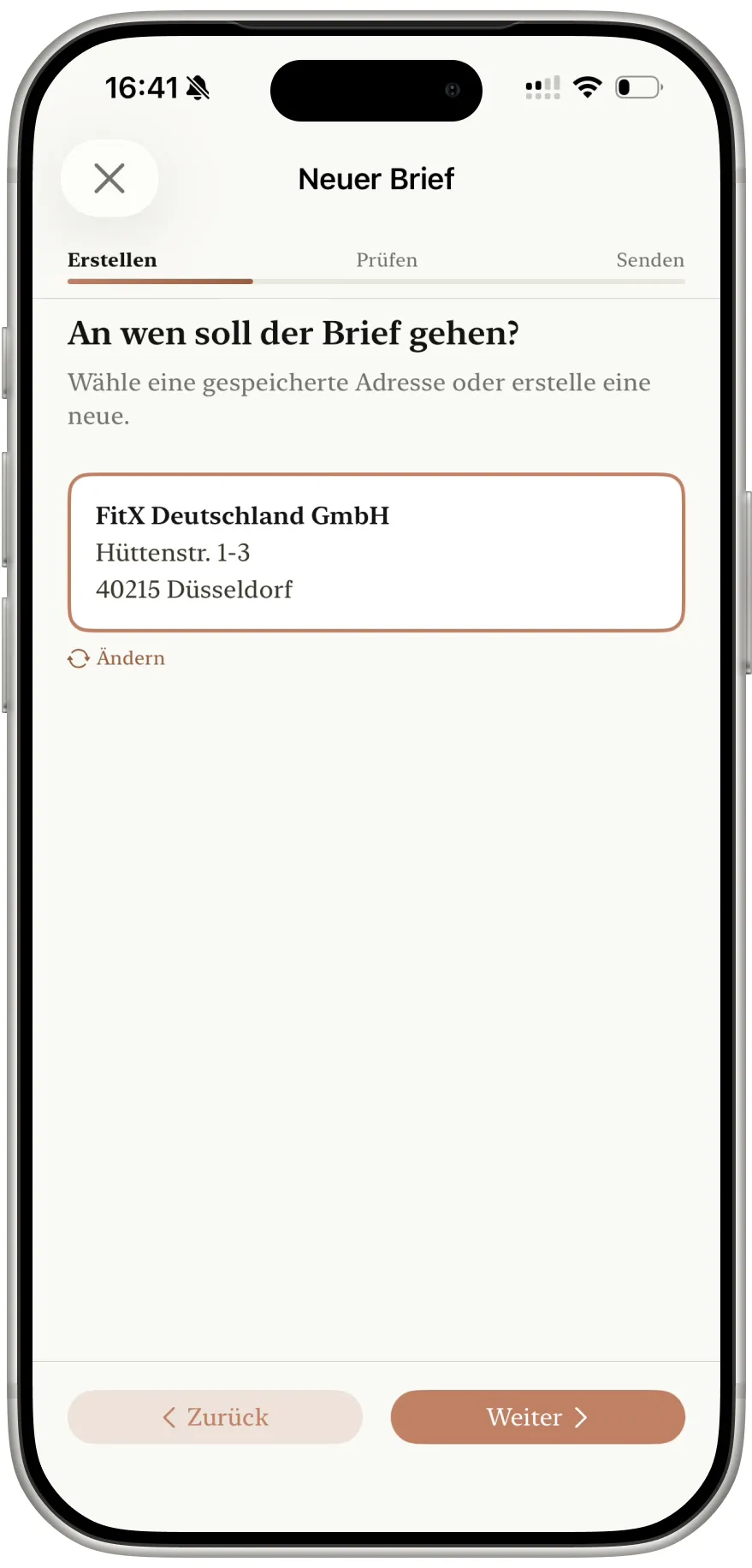 FrankKi App, Empfänger aus dem Adressbuch auswählen