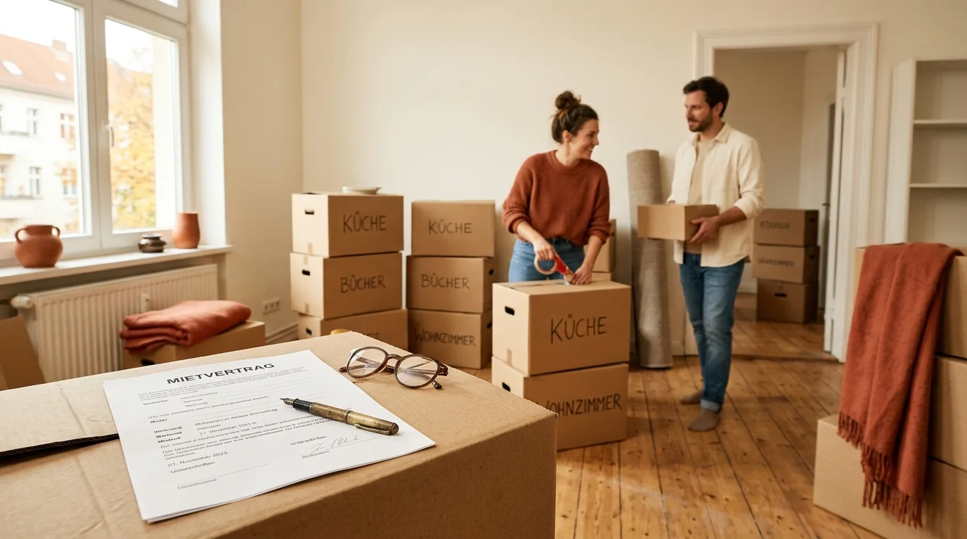 Umzugskartons in einer leeren Wohnung