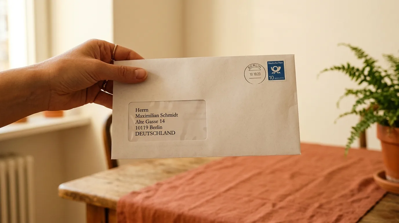 Briefumschlag mit sichtbarem Adressfenster für eine Kündigung